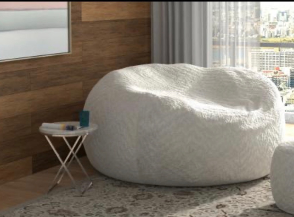 Luxury Oversized Plush Bean Bag Sac in Cream