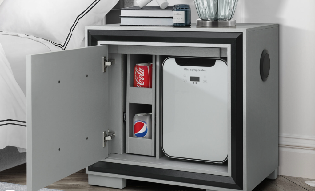 Smart Nightstand with Built-In Mini Refrigerator Detail