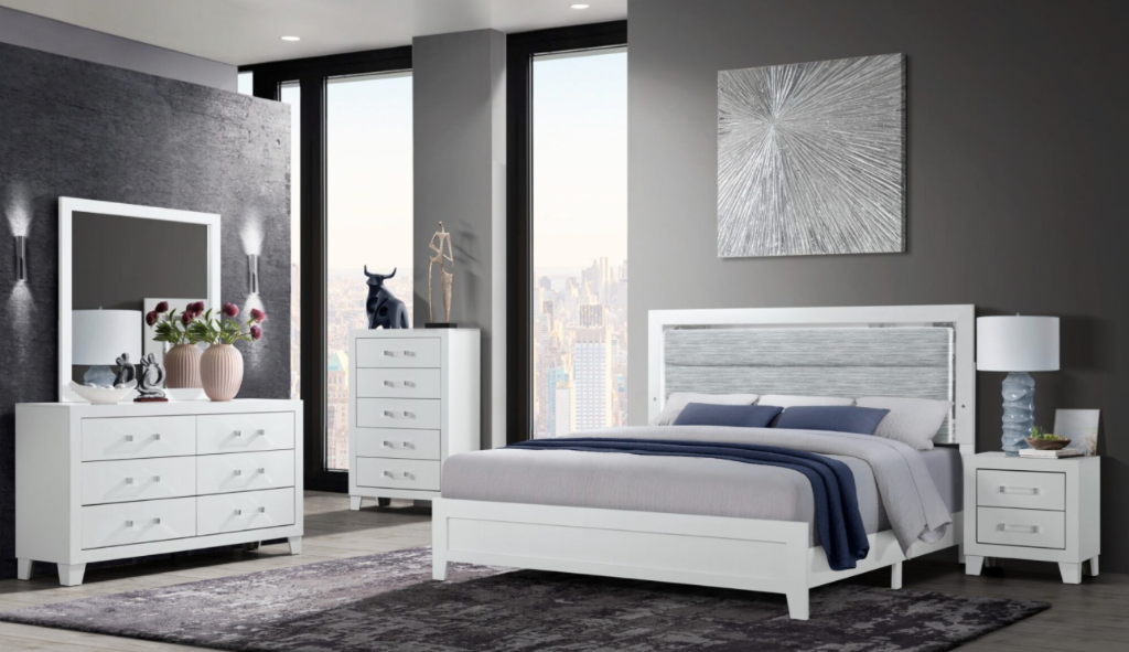 Pure White LED 4-Piece Bedroom Set